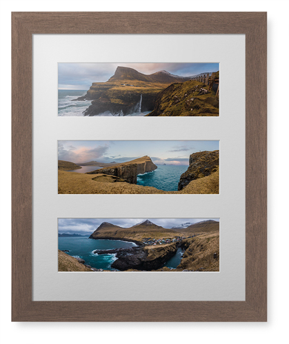 Panoramic Three Up Deluxe Mat Framed Print, Walnut, Contemporary, White, Single piece, 16x20, Multicolor