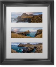 panoramic three up deluxe mat framed print