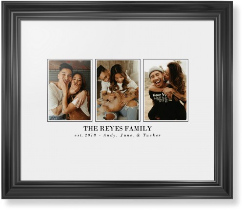 Classic Trio Framed Print, Black, Classic, White, White, Single piece, 16x20, White, white