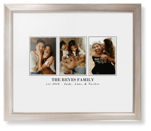 Classic Trio Framed Print, Metallic, Modern, None, White, Single piece, 16x20, White, white
