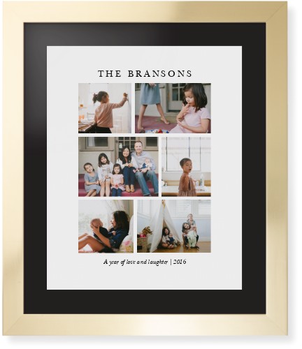 Gallery Montage of Memories Framed Print, Matte Gold, Contemporary, Black, Black, Single piece, 16x20, White