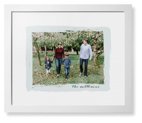 Brush Stroke Border Framed Print, White, Contemporary, White, White, Single piece, 16x20, Gray