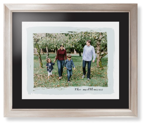 Brush Stroke Border Framed Print, Metallic, Modern, Black, Black, Single piece, 16x20, Gray
