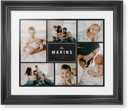 Contemporary Family Collage Framed Print, Black, Classic, None, White, Single piece, 16x20, Blue