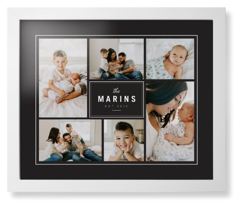 Contemporary Family Collage Framed Print, White, Contemporary, White, Black, Single piece, 16x20, Blue