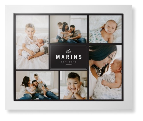 Contemporary Family Collage Framed Print, White, Contemporary, None, None, Single piece, 16x20, Blue, cedar