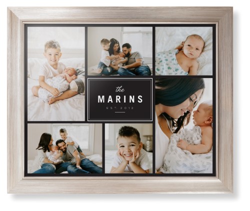 Contemporary Family Collage Framed Print, Metallic, Modern, None, None, Single piece, 16x20, Blue