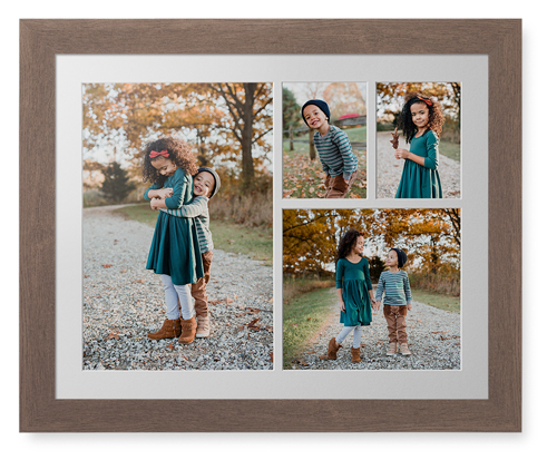 Mixed Four Up Landscape Collage Deluxe Mat Framed Print, Walnut, Contemporary, White, Single piece, 16x20, White, white