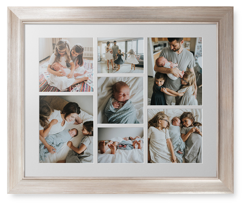 Mixed Seven Up Landscape Deluxe Mat Framed Print, Metallic, Modern, White, Single piece, 16x20, White, white