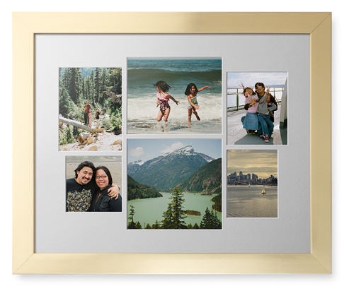 Mixed Six Up Landscape Collage Deluxe Mat Framed Print, Matte Gold, Contemporary, White, Single piece, 16x20, White