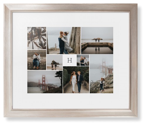 Classic Monogram Gallery of Nine Framed Print, Metallic, Modern, None, White, Single piece, 16x20, Multicolor