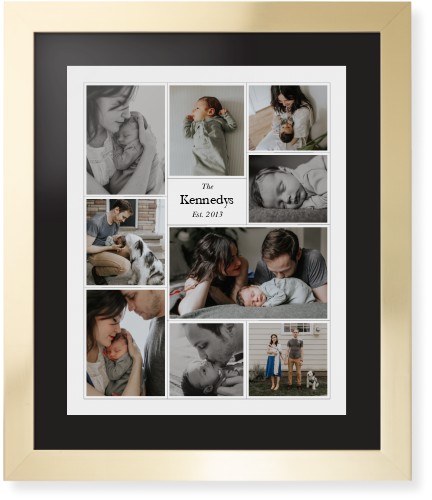 Modern Family Collage Portrait Framed Print, Matte Gold, Contemporary, Black, Black, Single piece, 16x20, White, white