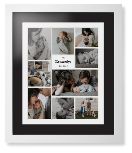Modern Family Collage Portrait Framed Print, White, Contemporary, None, Black, Single piece, 16x20, White