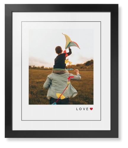 Modern Love Heart Portrait Framed Print, Black, Contemporary, Black, White, Single piece, 16x20, White
