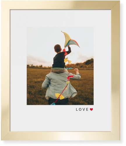 Modern Love Heart Portrait Framed Print, Matte Gold, Contemporary, None, White, Single piece, 16x20, White, white