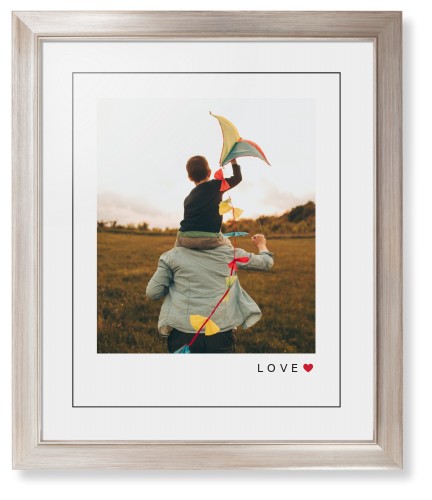 Modern Love Heart Portrait Framed Print, Metallic, Modern, Black, White, Single piece, 16x20, White