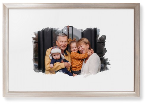 Brushed Moments Landscape Framed Print, Metallic, Modern, None, White, Single piece, 20x30, White, white