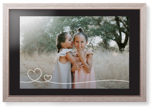 Double Heart Line Art Framed Print, Rustic, Modern, None, Black, Single piece, 20x30, White