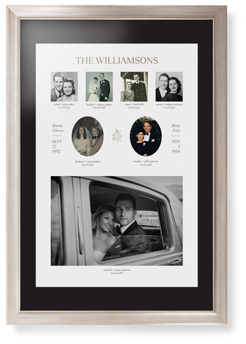 Marriage Family Tree Framed Print, Metallic, Modern, None, Black, Single piece, 20x30, White, white