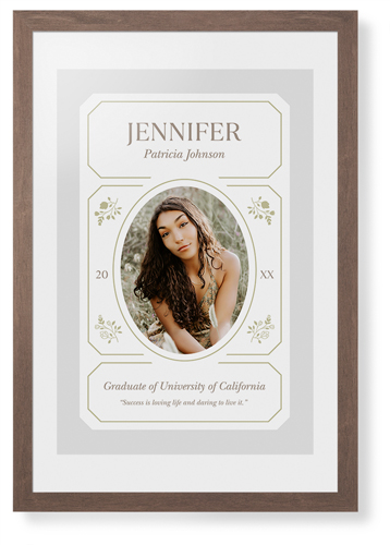 Vintage Stationery Frame Framed Print, Walnut, Contemporary, White, White, Single piece, 20x30, Gray