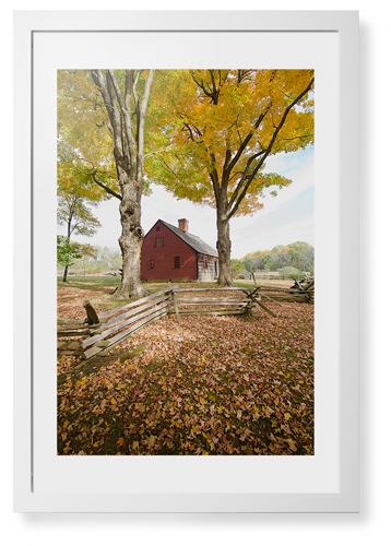 Barn in Autumn Framed Print, White, Contemporary, White, White, Single piece, 20x30, Multicolor