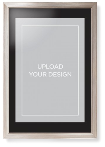 Upload Your Own Design Portrait Framed Print, Metallic, Modern, White, Black, Single piece, 20x30, Multicolor, multi