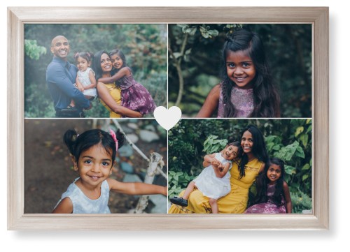 Heart Grid Framed Print, Metallic, Modern, None, None, Single piece, 20x30, White, white