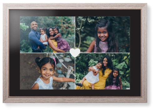 Heart Grid Framed Print, Rustic, Modern, None, Black, Single piece, 20x30, White, white