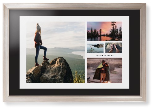 Hero Collage Framed Print, Metallic, Modern, White, Black, Single piece, 20x30, Multicolor