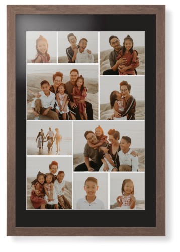 Gallery of Ten Framed Print, Walnut, Contemporary, White, Black, Single piece, 20x30, Multicolor
