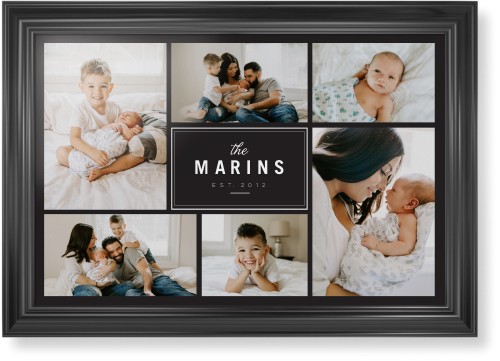 Contemporary Family Collage Framed Print, Black, Classic, None, None, Single piece, 20x30, Blue, cedar