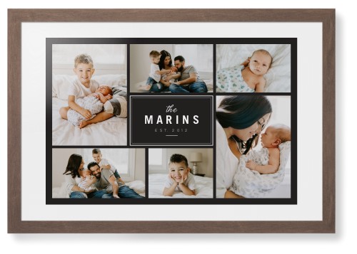 Contemporary Family Collage Framed Print, Walnut, Contemporary, None, White, Single piece, 20x30, Blue