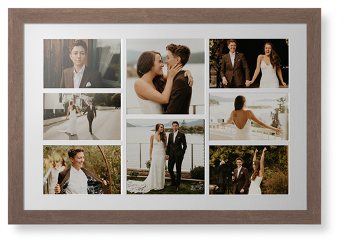 Mixed Eight Up Landscape Deluxe Mat Framed Print, Walnut, Contemporary, White, Single piece, 20x30, White