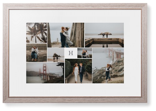 Classic Monogram Gallery of Nine Framed Print, Rustic, Modern, None, White, Single piece, 20x30, Multicolor, multi