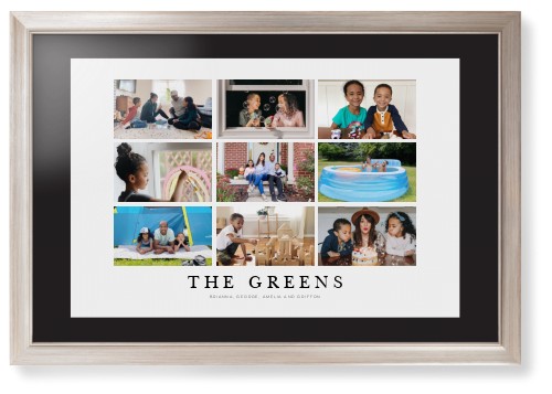Modern Grid Gallery of Nine Framed Print, Metallic, Modern, None, Black, Single piece, 20x30, Multicolor