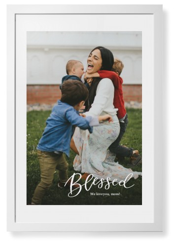Contemporary Blessed Letters Portrait Framed Print, White, Contemporary, White, White, Single piece, 20x30, White