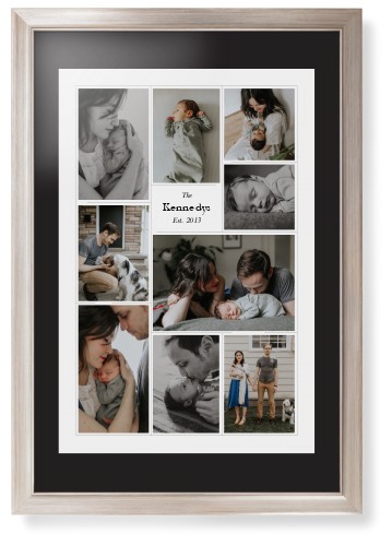 Modern Family Collage Portrait Framed Print, Metallic, Modern, Black, Black, Single piece, 20x30, White, white