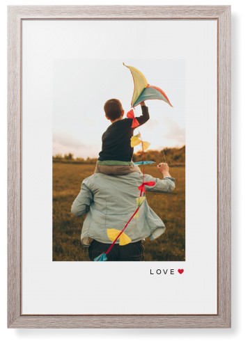 Modern Love Heart Portrait Framed Print, Rustic, Modern, White, White, Single piece, 20x30, White