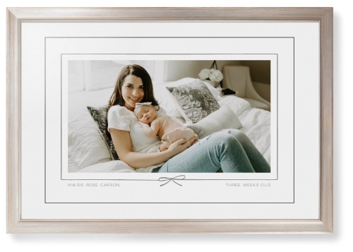 Whimsical Border of One Framed Print, Metallic, Modern, Black, White, Single piece, 20x30, Gray, silver