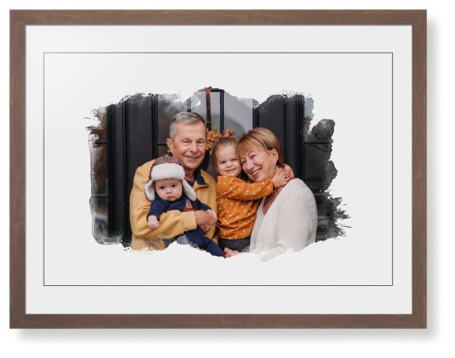 Brushed Moments Landscape Framed Print, Walnut, Contemporary, Black, White, Single piece, 24x36, White