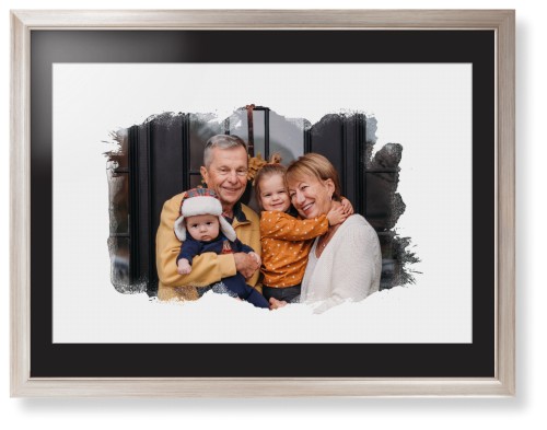 Brushed Moments Landscape Framed Print, Metallic, Modern, White, Black, Single piece, 24x36, White