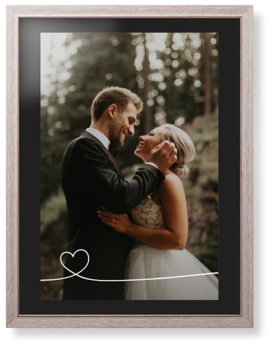 Heart Line Art Framed Print, Rustic, Modern, Black, Black, Single piece, 24x36, White, white