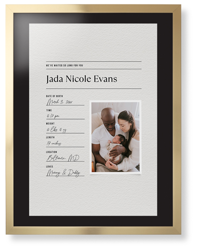 Journal Entry Framed Print, Matte Gold, Contemporary, None, Black, Single piece, 24x36, White