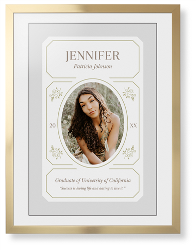 Vintage Stationery Frame Framed Print, Matte Gold, Contemporary, Black, White, Single piece, 24x36, Gray