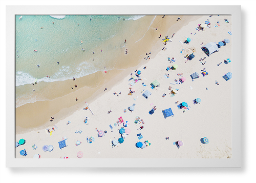 Aerial Beach Framed Print, White, Contemporary, None, None, Single piece, 24x36, Multicolor