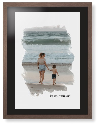 Brushed Moments Framed Print, Walnut, Contemporary, Black, Black, Single piece, 24x36, White