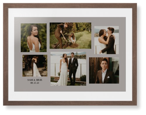 Gallery Collage of Six Framed Print, Walnut, Contemporary, None, White, Single piece, 24x36, Multicolor