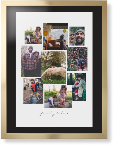 Gallery Collage of Nine Framed Print, Matte Gold, Contemporary, Black, Black, Single piece, 24x36, White