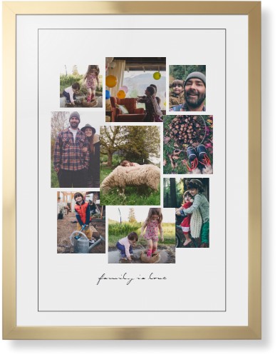 Gallery Collage of Nine Framed Print, Matte Gold, Contemporary, Black, White, Single piece, 24x36, White