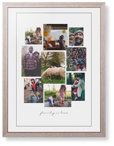 Gallery Collage of Nine Framed Print, Rustic, Modern, Black, White, Single piece, 24x36, White, white